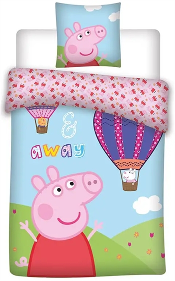Billede af Gurli Gris sengetøj 100x140 cm - Gurli Gris junior sengesæt - Luftballon - 100% bomuld